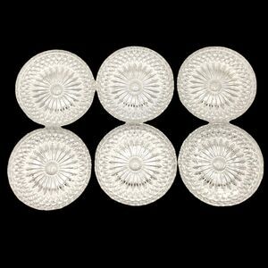 Set 6 Vintage Italia Clear Glass Coasters Flower & Diamond Pattern 3.75" Wide